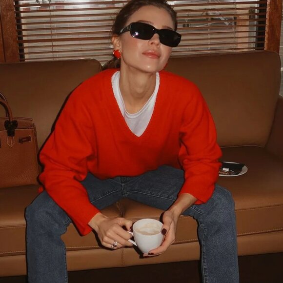 NWT Almina Concept Wool V Neck Sweater - Picture 2 of 9